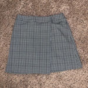 Gray plaid wrap skirt